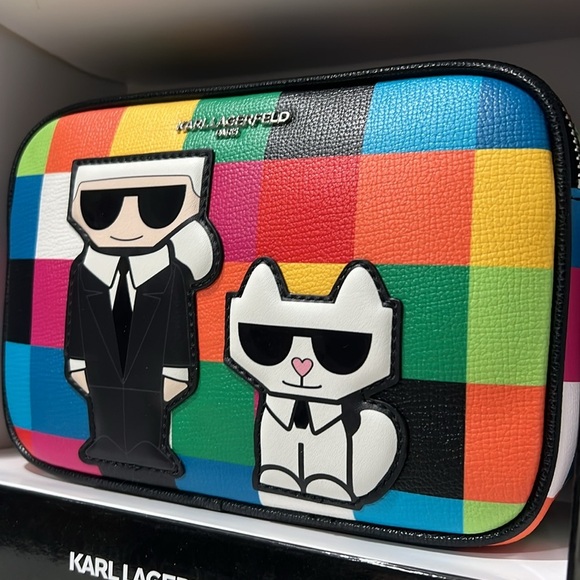 - ๐ New Karl Lagerfeld Paris 7 Multi Colored Crossbody Bag w/Guitar Strap - Picture 2 of 6